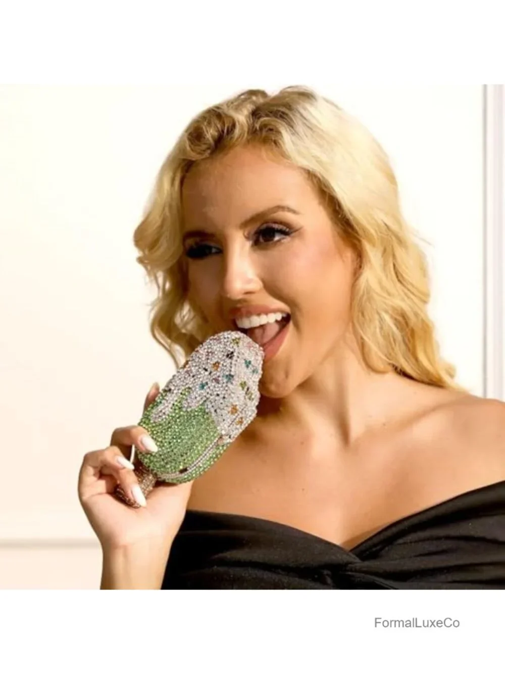 Novelty Mini Popsicle Crystal Clutch Bag Rhinestone Evening Handbag Prom Purse